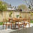 Rectangular Eucalyptus Solid Wood Outdoor Dining Table Umbrella Hole , 63.9 " W 34.1 " D