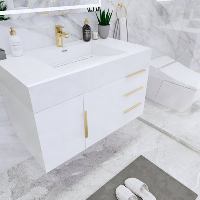 Ensemble de meuble-lavabo simple mural 35,5 po Glasgow