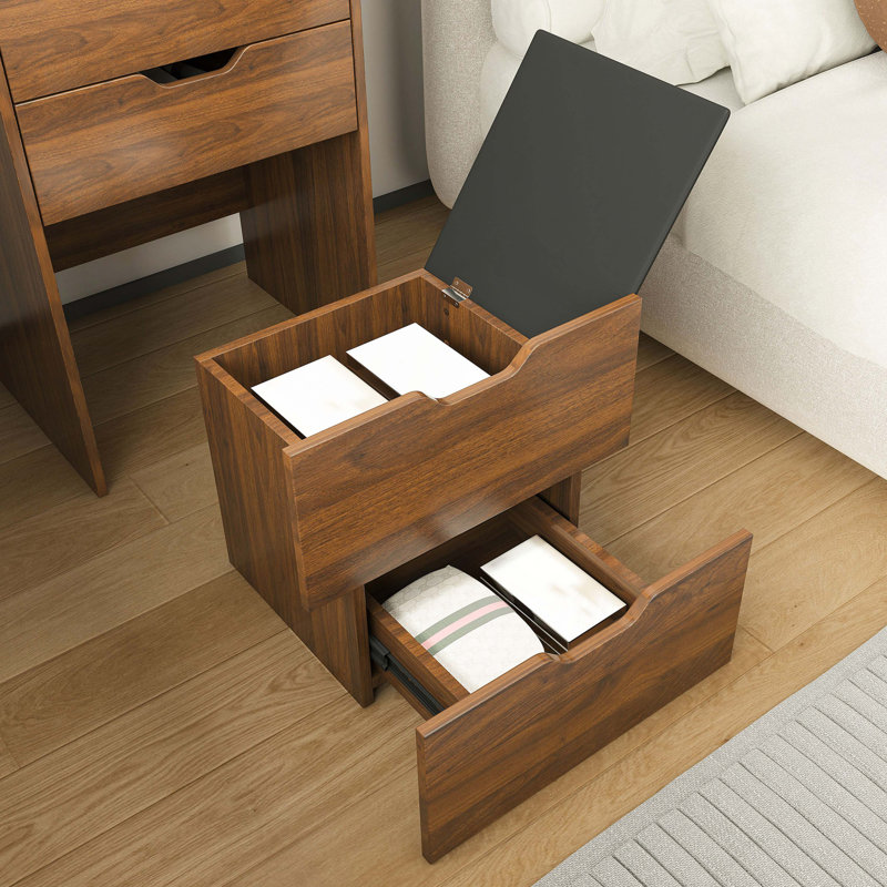 Bureau de coiffeuse 3 en 1 avec miroir éclairé et tabouret, coiffeuse à plateau rabattable, rangement compact pour la chambre à coucher, la salle de bain et le vestiaire