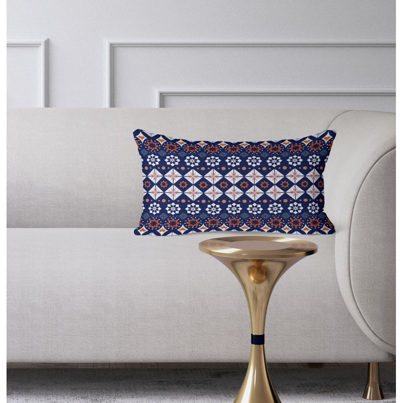 Shape Synergy  Rectangular Throw Pillow, Blue/White