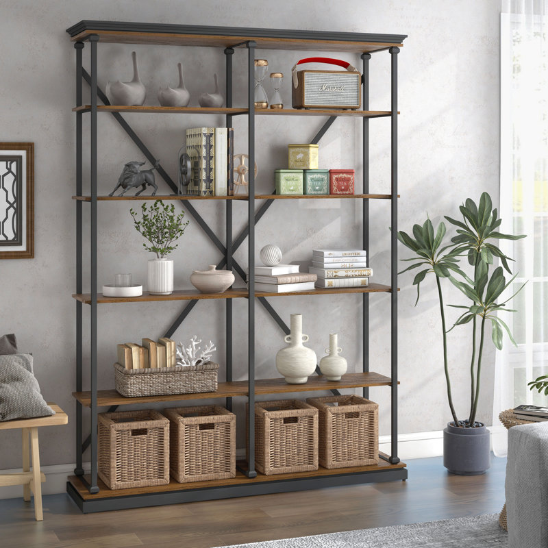 Calton Etagere Bookcase, Dark Oak