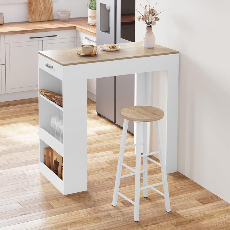 Counter Stool with Metal Frame, Natural Seat/White Frame
