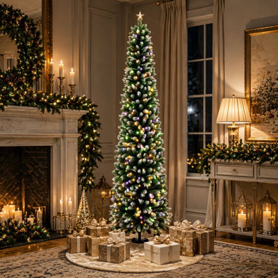 Arbre de Noël 8 pi avec 300 lumières à DEL bicolores et télécommande