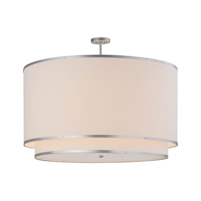 Luminaire suspendu tambour en nickel 8 lumières Textrene