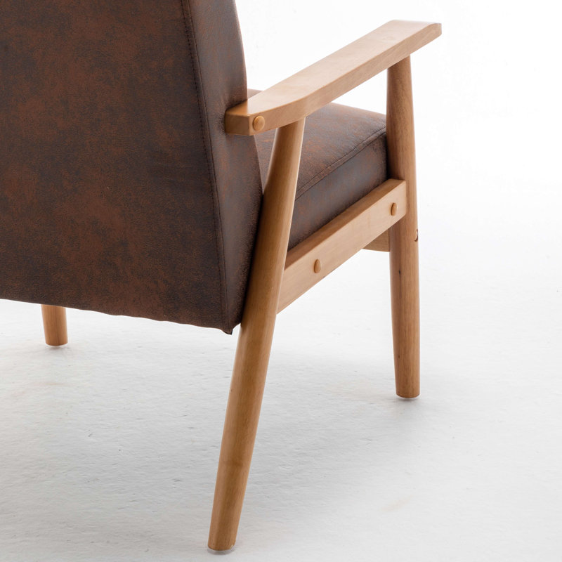 Fauteuil avec cadre en bois de 25,38 po de largeur, Brun