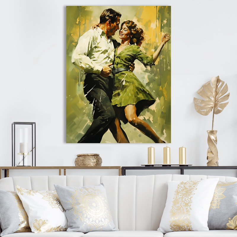 Danse dansante des années 60 sur toile, Toile tendue, H 40 po x l 30 po x P 1,5 po