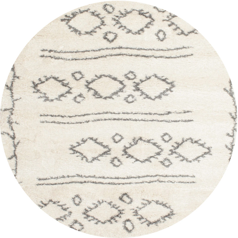Tapis contemporain gris / crème Caistance, Rond 3 pi