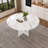 47.24" Round Dining Table For 4 - Farmhouse MDF Table With Marble White Finish, 300Lb Capacity, Easy Assembly For Kitchen/Dining Room