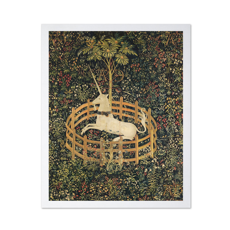 La licorne en captivité, H 16 po x l 20 po, Affiche, Encadrement blanc