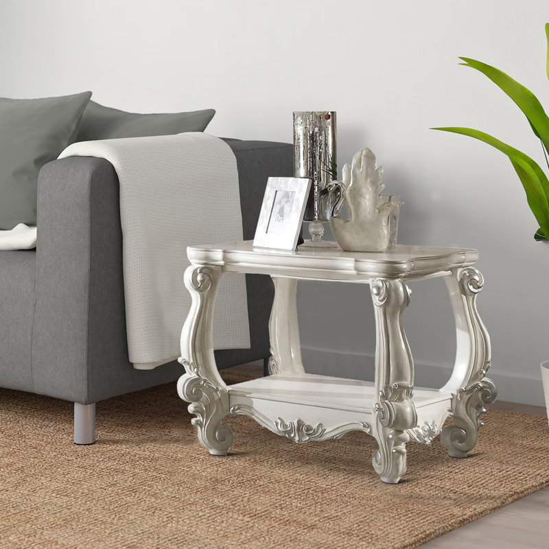 Table de bout en bois massif Ciaran, Blanc