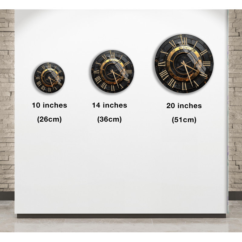 Élégante horloge murale en verre trempé, décor noir et or, art minimaliste, décoration intérieure moderne, horloge silencieuse, cadeau d'anniversaire
