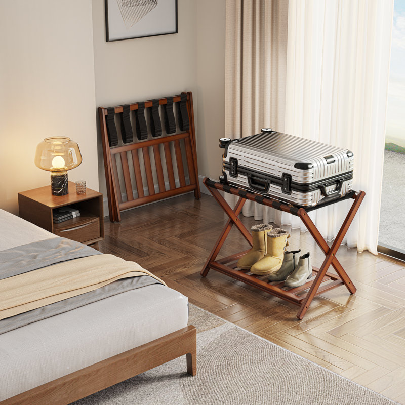 44cm W Bamboo / Rattan Luggage Rack, Brown