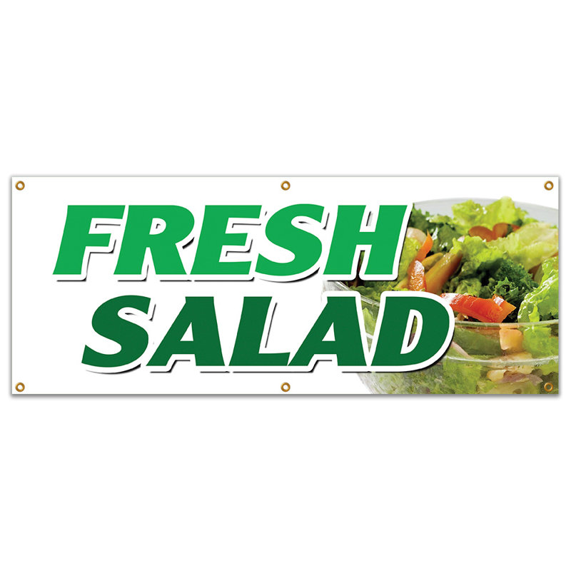 Signe de la bannière «Fresh Salads», H 24 po x l 72 po x P 0,1 po