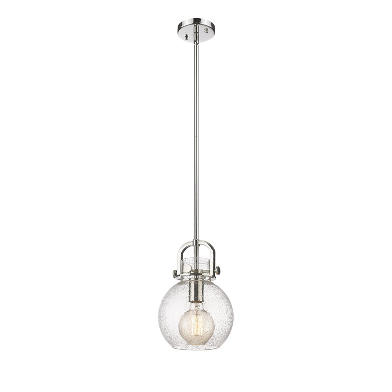 Luminaire suspendu à 1 tige Sligo, Grainé, Nickel poli, H 11,25 po x l 8 po x P 8 po