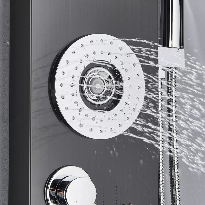 Robinet de douche à 5 fonctions en acier inoxydable noir