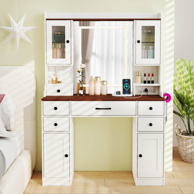Bureau de meuble-lavabo 41,5 po avec miroir et prises de courant