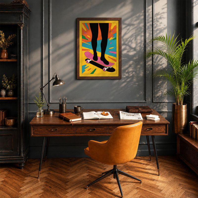 Standing in Colour Modern - Framed Print, A2 - 59.4 x 42.0 cm, Walnut