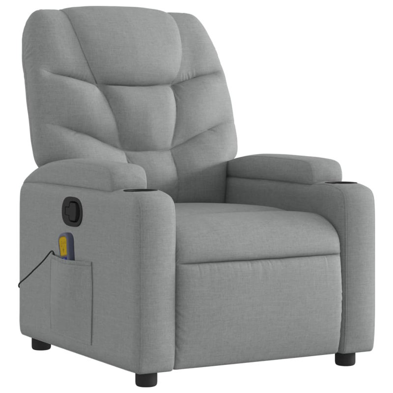 Upholstered Massage Chair, Light Gray Polyester