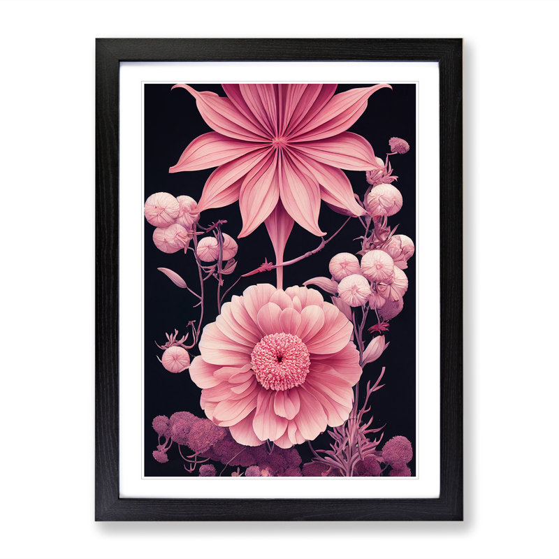 The Luscious Flowers - Single Picture Frame Painting, 64cm H x 46cm W x 2cm D, Black 
