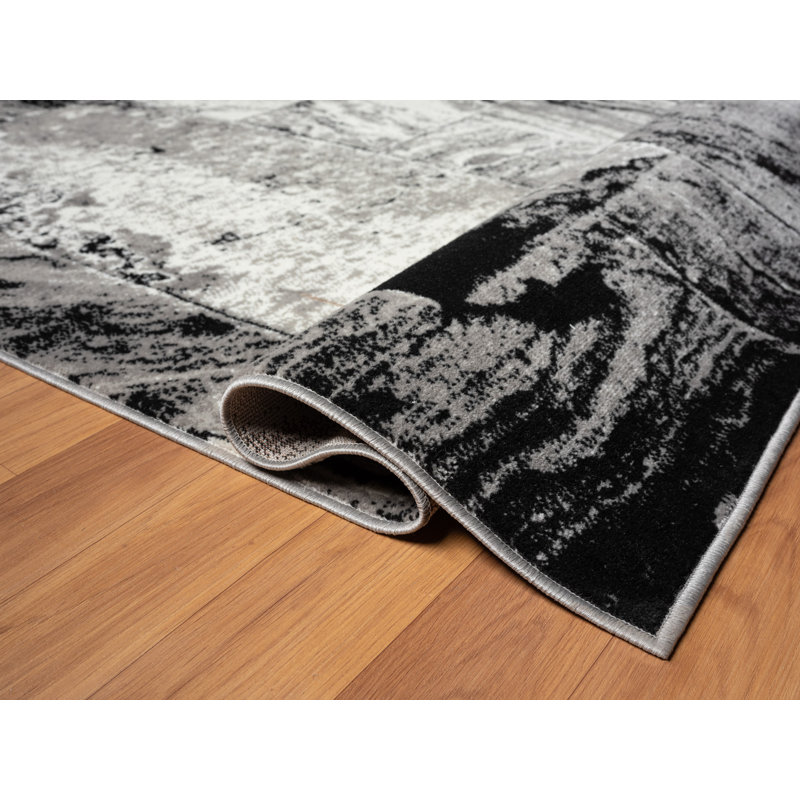 Tapis carré gris foncé Anatola, Rectangle 5 pi 3 po x 7 pi 3 po