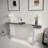 Luxury Full-length Mirror Console Table With Fluted Tempered Glass And Rounded Edge