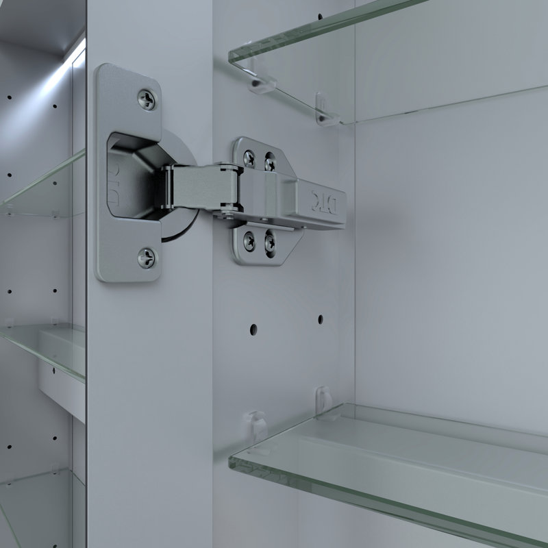 24 po L x H 30 H Armoire à pharmacie en aluminium à fixation en surface avec miroir, DEL, horloge, plateau à détection automatique haute définition, armoire à tablettes réglables, bandes à densité de DEL, charnières silencieuses,