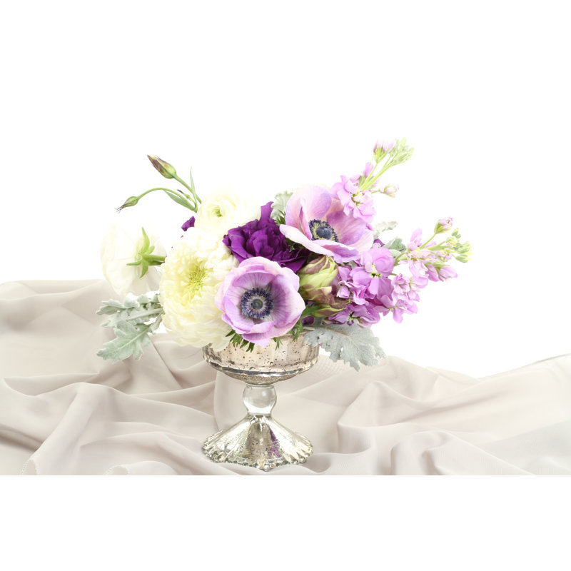 Bol décoratif en verre avec une piédestale, 4,5" H x 4,5" L x 4,5" D, argent