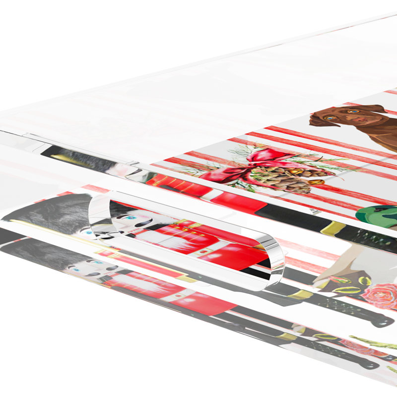 Ultimate Christmas Plaid Acrylic Rectangle Decorative Tray, 22.5"W x 14.5"D x 2"H, Red Stripe