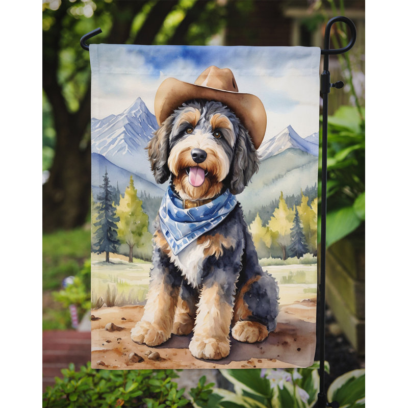 Drapeau Cowboy Welcome Garden, Bernedoodle
