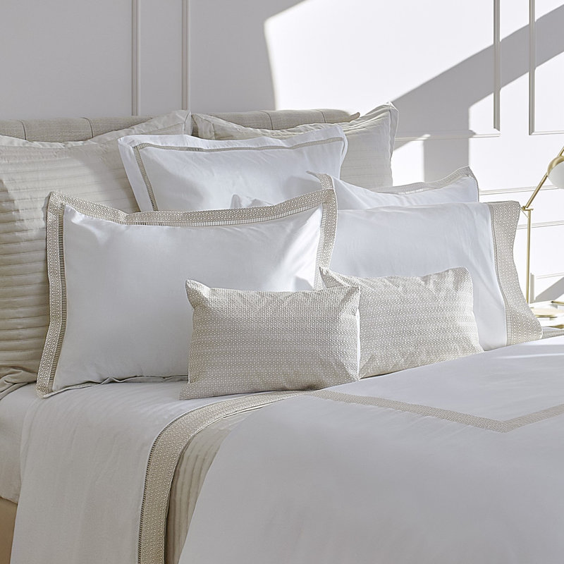 Windsor 100% Cotton Sateen Shams, white/ silver, Boudoir