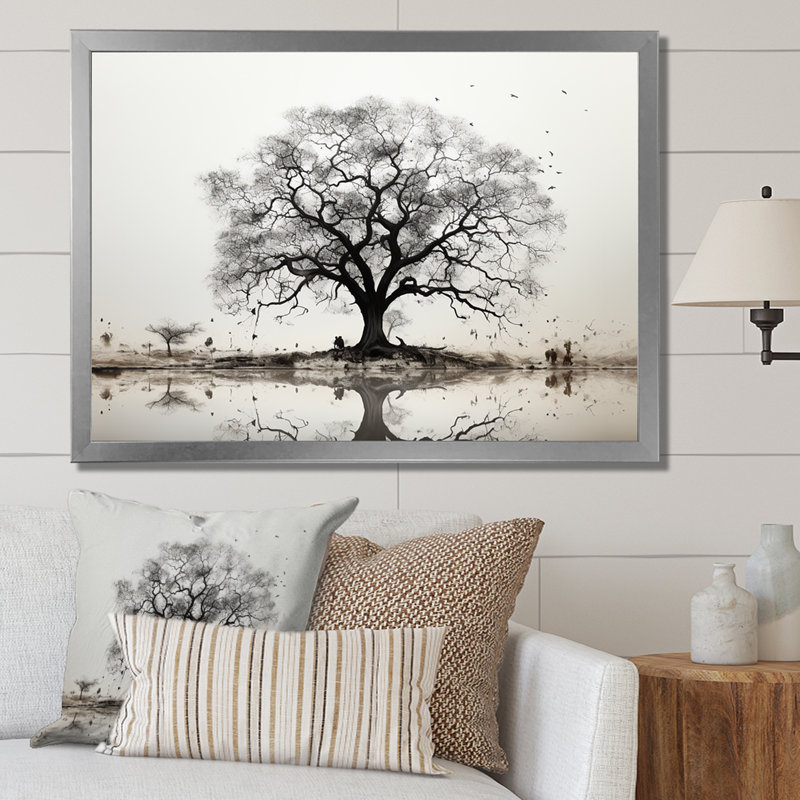 Baobab gris minimalisme IV, H 16 po x l 32 po x P 1 po, Cadre photo argenté