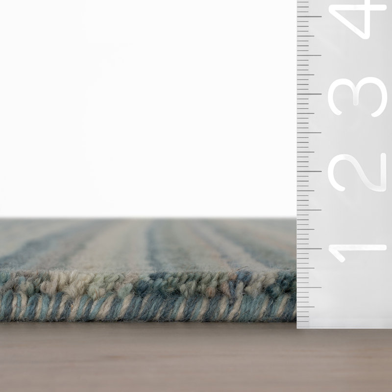 Brindle Stripe Hand Loom Knotted Wool Rug, Rectangle 6' x 9'
