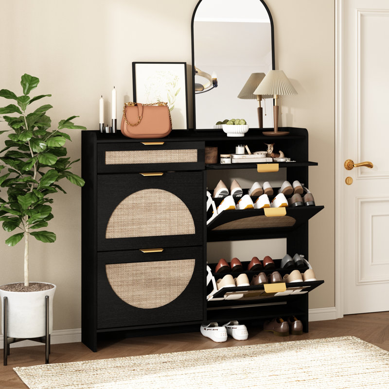 Armoire de rangement pour chaussures Anteus, Noir mat