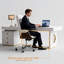 Bureau moderne rectangulaire blanc en pierre frittée-109050268