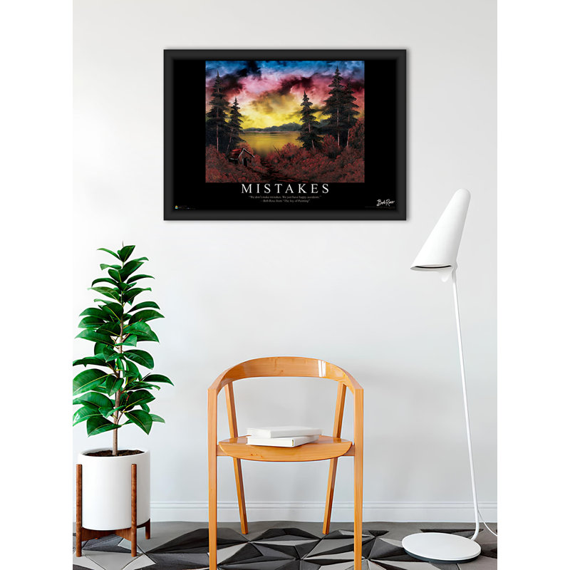 Bob Ross - Mistakes Framed Art Poster - 24 x 36 Inch - Engineered Wood Frame with Plexi Glass