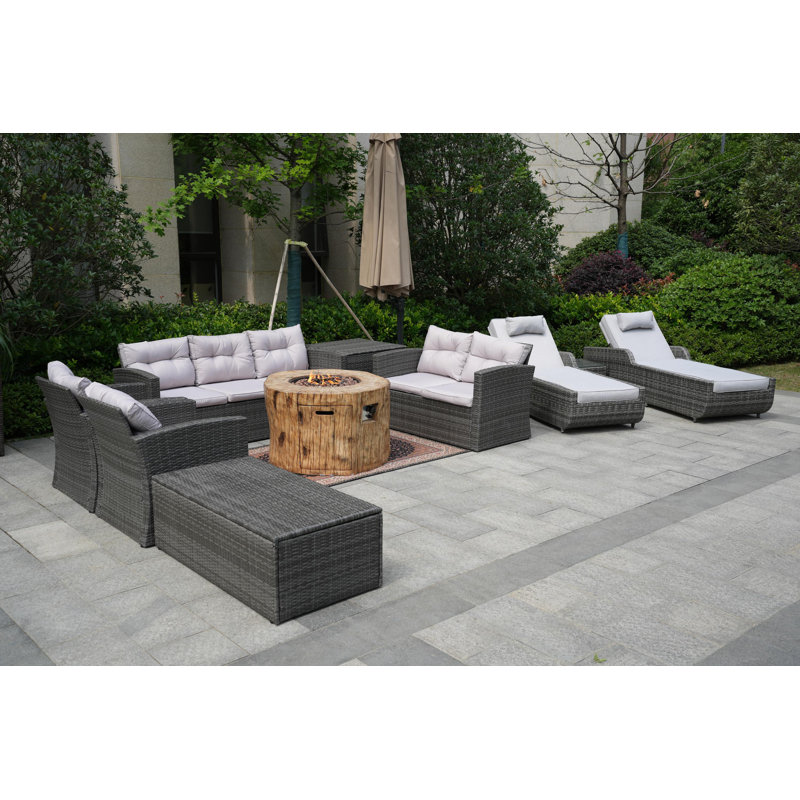 Almanza 9 - Person Patio Conversation Set with Cushions