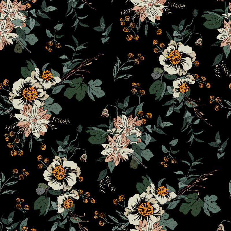 Peel & Stick Floral Tile, 2.08' W x 18.75' L