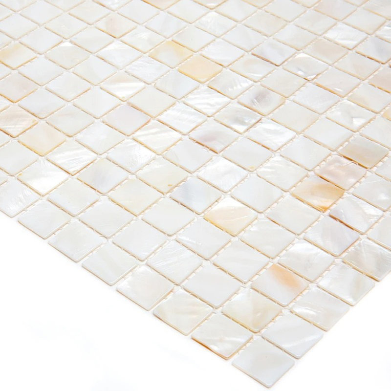 12" x 12" Seashell Grid Mosaic Wall & Floor Tile, White/Beige