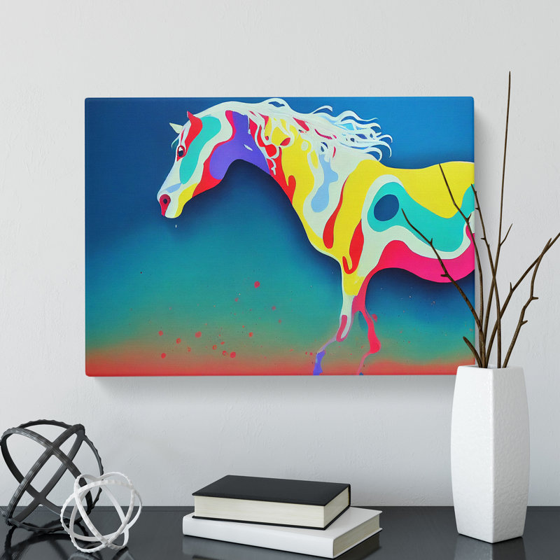 Dripping Paint Horse Vol.3 - Wrapped Canvas, 35cm H x 50cm W x 3cm D