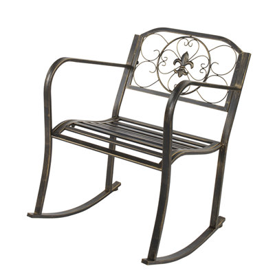 Chaise berçante simple en bronze à tube plat, chaise berçante d'extérieur en fer forgé pour patio