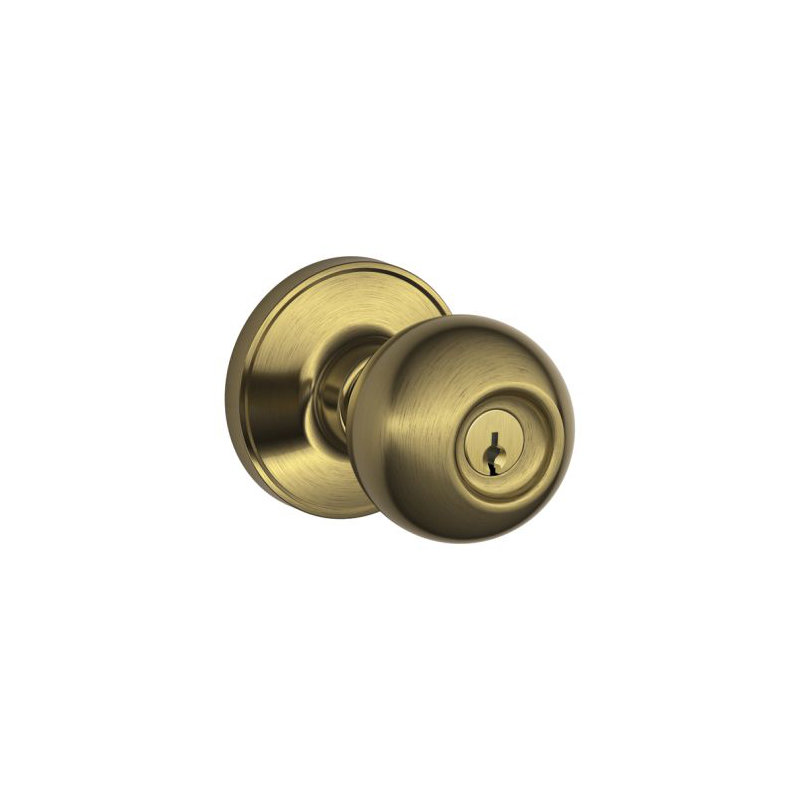 Corona Knob Keyed Entry Lock, Antique Brass, Yes
