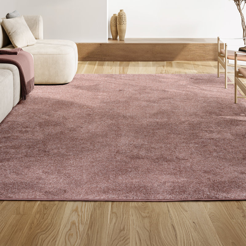 Auldridge Solid Low-Pile Pink Rug, Rectangle 7'9" x 10'