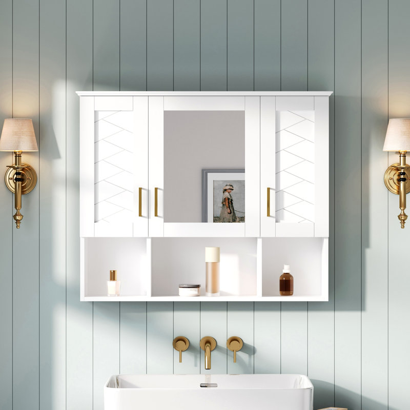 35 Inch 2-In-1  Wall Mounted Medicine Cabinet With Adjustable Shelves & Soft Close Doors, High-Define Mirror With Storage For Bathroom Vanity