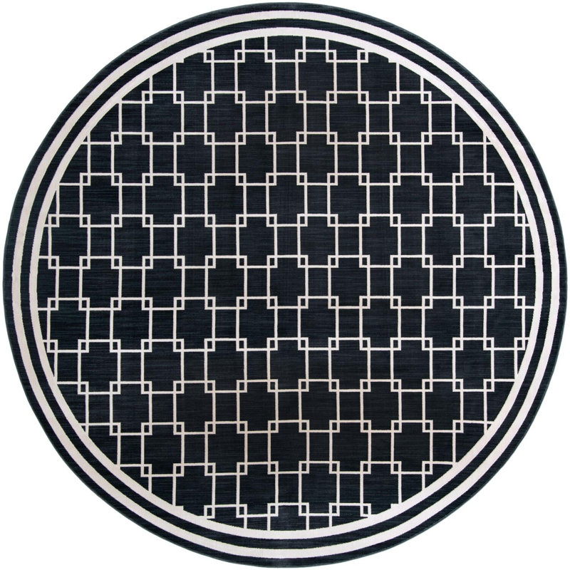 Tapis contemporain bleu Ogorman, Rond 10 pi