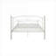 Grand lit plateforme, silhouette unique de style floral, structure en métal blanc éclatant avec tête et pied de lit