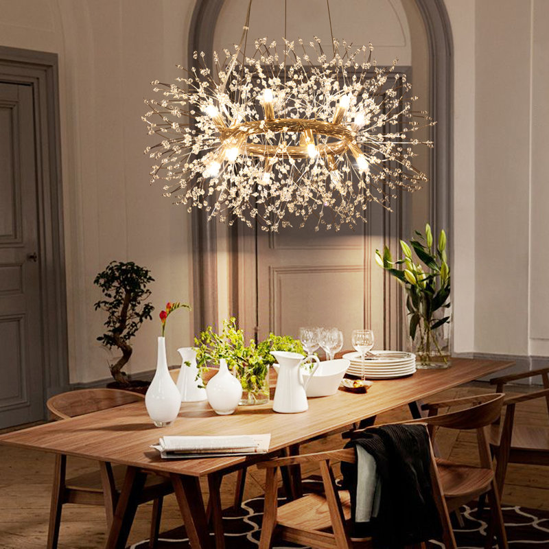 Geetika Firework Crystal Sputnik Chandelier Dimmable Round Pendant, Gold, 32cm H x 78.7cm W x 80cm D