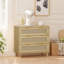 Armoire de rangement 31,5 pouces à 3 tiroirs avec tiroirs en rotin, chêne-558473606