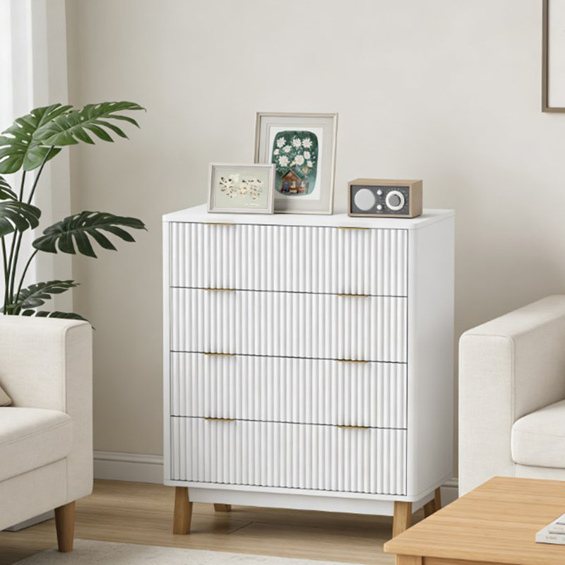 Contemporary Style Closet Dresser,4 Drawer Double Dresser for Your Home, White