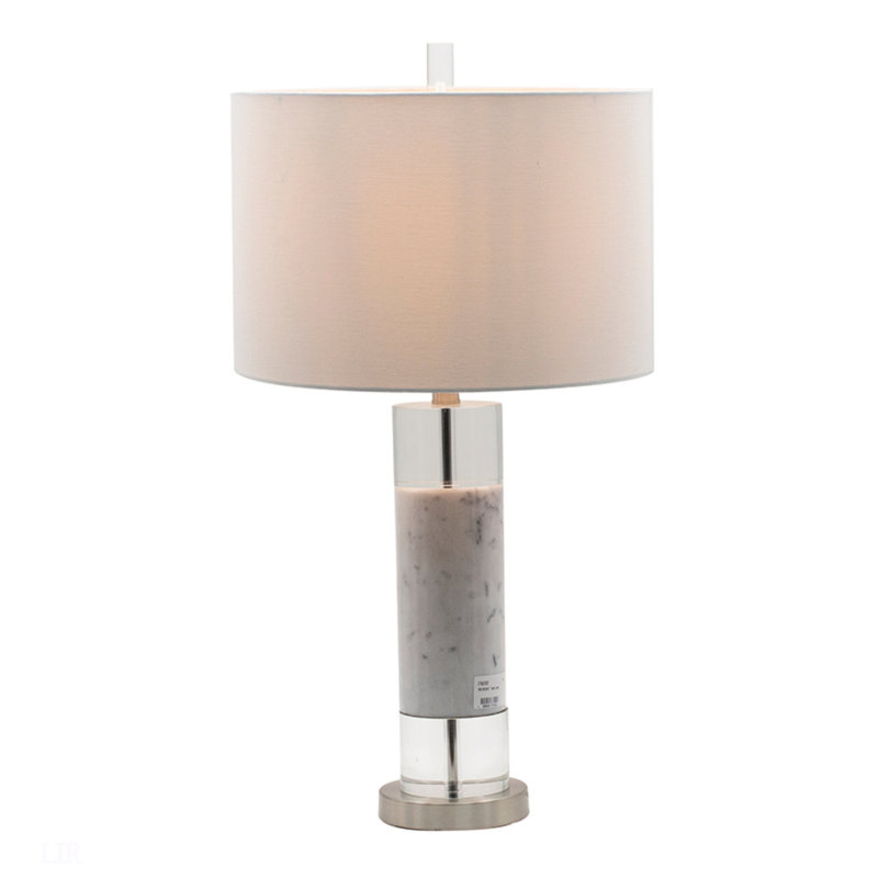 Lampe de table simple en marbre et acrylique 15 x 15 x 28,5 po, lampe de table