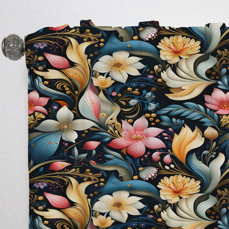 Motif moderne à motif cachemire bohème - Rideau glamour - Velours obscurcissant - 1 panneau, L 52 po x L 90 po